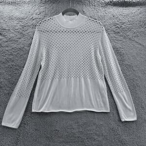 Samsoe and Samsoe Women's Medium‎ Clear Cream Long Sleeve Knit Sweater Sheer
